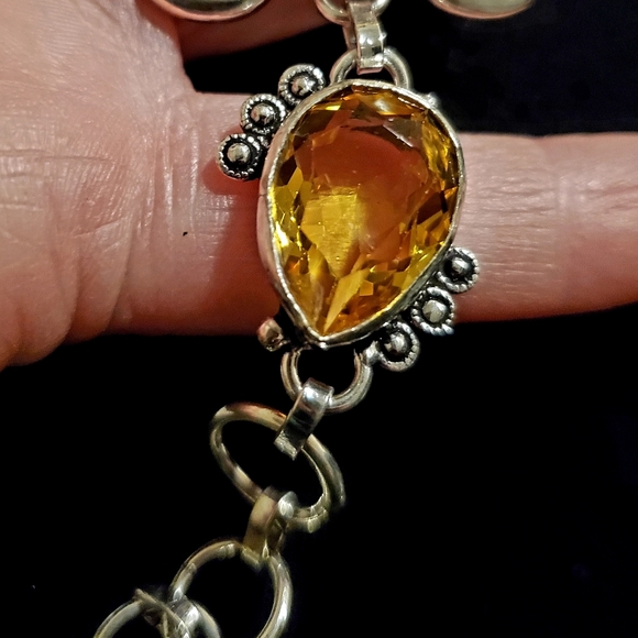 **Sale** New Goddess Face Citrine & Pearl 925 Silver Bracelet. - Picture 4 of 7